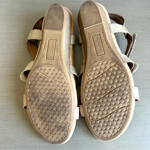 Rockport Cobb Hill Leather Strappy Wedge Sandal Sz10N Beige Neutral Arch Support - Picture 15 of 15